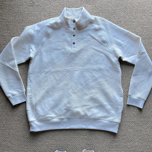 Goodfellow & Co White Textured Snap Pullover Sweatshirt - Size Large - Picture 2 of 9